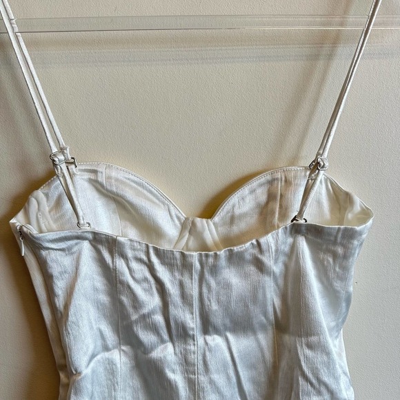 ZARA Satin Effect Bustier Bodysuit White Cream Silky Spaghetti Strap Size XS - Picture 9 of 14